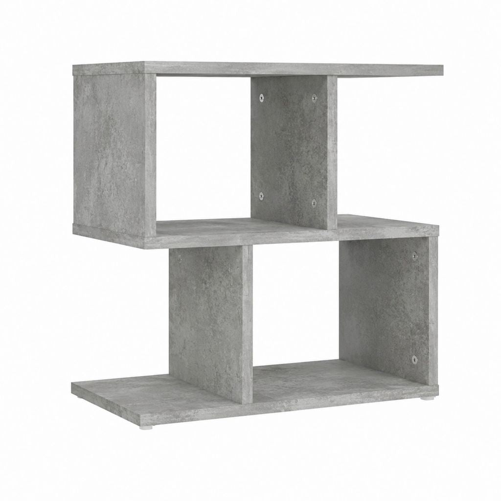 Nachttisch Betonoptik aus Spanplatte mit 2 offenen Fächern 60 x 30 x 60 cm