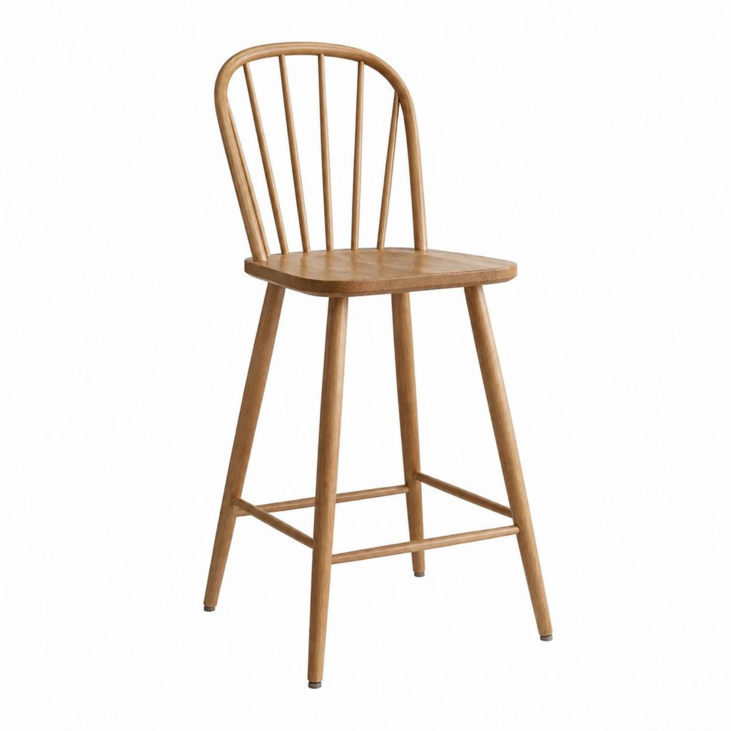 Barhocker Braun aus massivem Gummibaumholz mit Rückenlehne 45 x 50 x 102 cm Sitzhöhe 75 cm