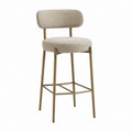 Barhocker mit Rückenlehne Beige Polyester Stahl Rund 49 x 52 x 101 cm Sitzhöhe 75 cm