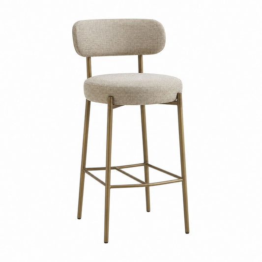 Barhocker mit Rückenlehne Beige Polyester Stahl Rund 49 x 52 x 101 cm Sitzhöhe 75 cm