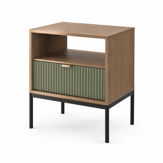 Nachttisch mit Schublade Eiche-Dekor Salbeigrün MDF rechteckig 50 x 40 x 60 cm