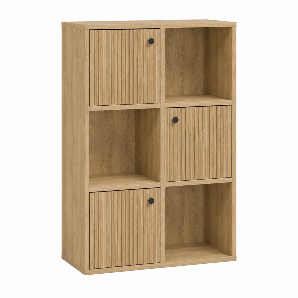 Bücherregal mit Türen Eiche-Optik MDF rechteckig 80 x 30 x 160 cm
