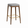 Barhocker mit grauem Polyester-Polstersitz und Holzgestell in Walnussoptik 45 x 45 x 76 cm