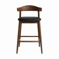 Barhocker Schwarz mit Sitz aus PU-Kunstleder und Gestell aus Walnussholz 53 x 51 x 100 cm
